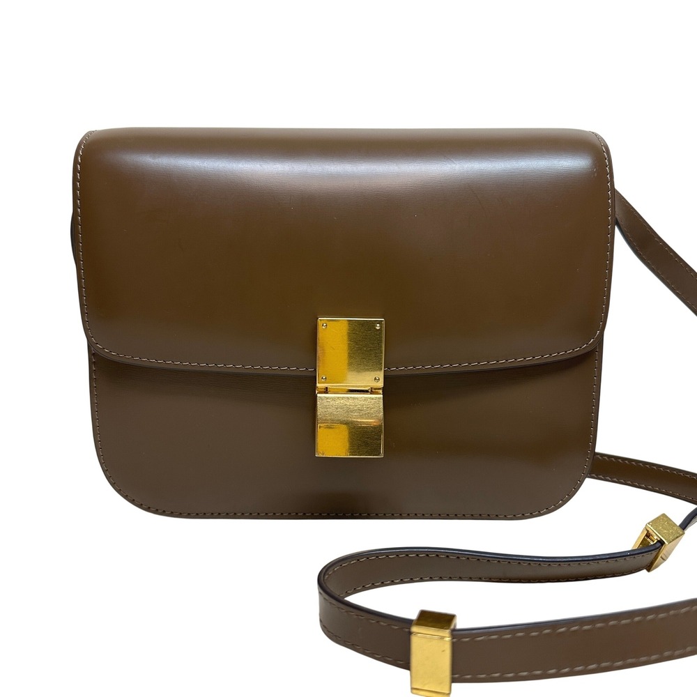 Tiffany & Fred Box Bag Brown‎ Leather Gold Hardware Shoulder Crossbody Bag